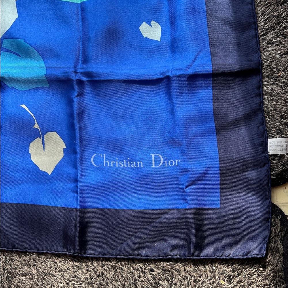 CHRISTIAN DIOR 100% Silk Scarf  30” x 30”
Hand rolled Edges Abstract Design - Picture 3 of 5